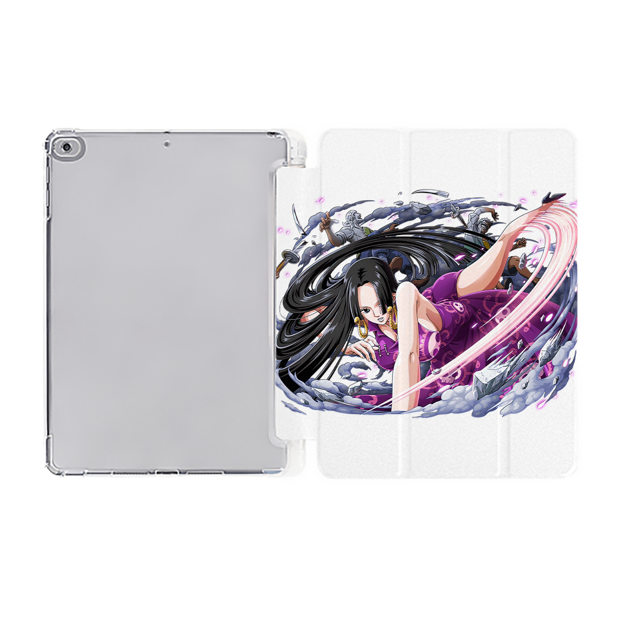 （画像用） ワンピース ボア・ハンコック ONE PIECE Boa·Hancock IPad ケース ペン収納付き 三つ折りスタンド PUレザー×シリコン 対応機種9.5/10.5/10.9インチ